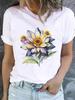 (Asian Size) O-neck Tee Clothing Flower Watercolor Trend Top Short Sleeve T Shirt Casual Fashion Print Lady Female Women Graphic T-shirts