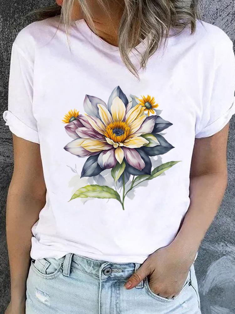 (Asian Size) O-neck Tee Clothing Butterfly Cute Lovely Top Short Sleeve T Shirt Casual Fashion Print Lady Female Women Graphic T-shirts
