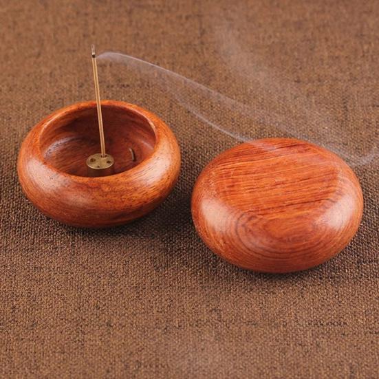 4 Holes Rosewood Bowl Shape Incense Burner Stick Holder Censer Home Decoration