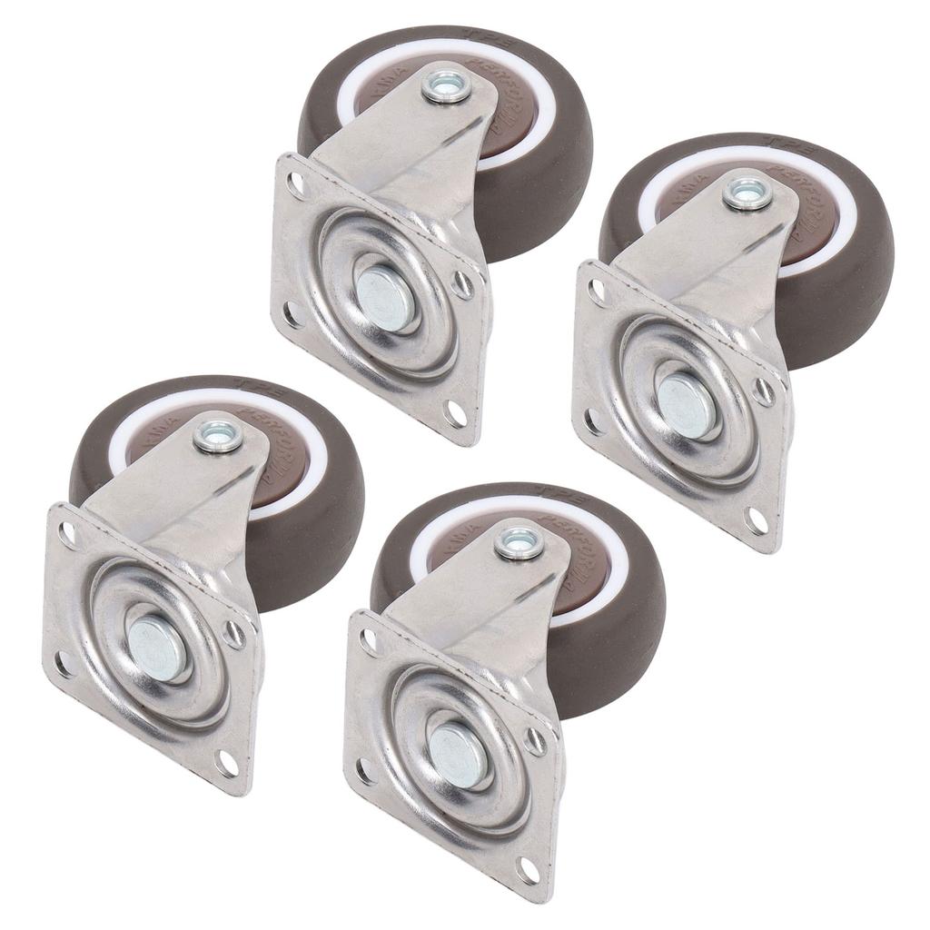 4 шт. сверхмощные ролики с пластинами, мягкие резиновые хромированные ударопрочные 2-дюймовые колесики для мебели