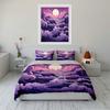 Purple Waves and Moon Bedding Set Bedding set (1 duvet cover, 2 pillowcases, duvet not included)