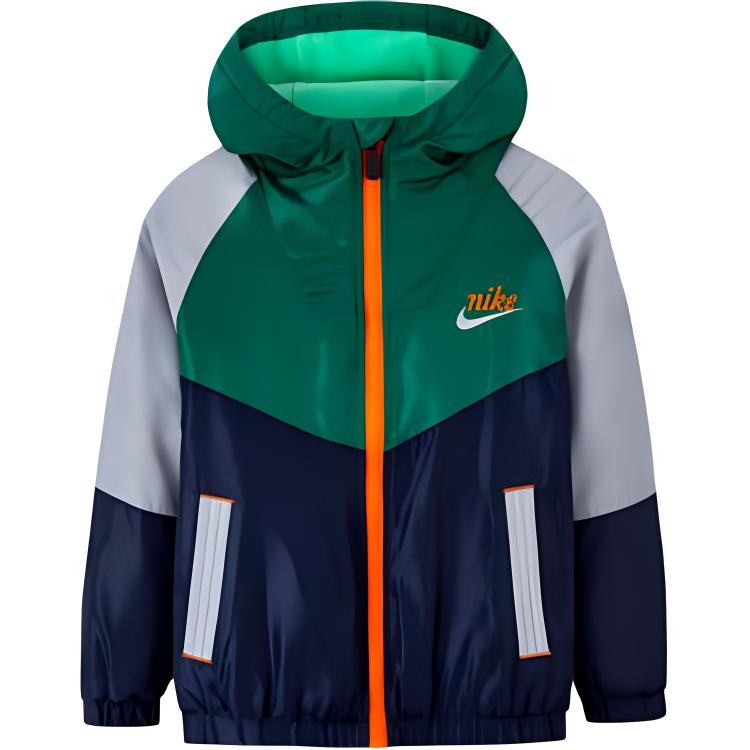 Nike Куртка с капюшоном и застежкой-молнией Color Block с длинными рукавами Детские куртки Indigo NY2242020GS-001