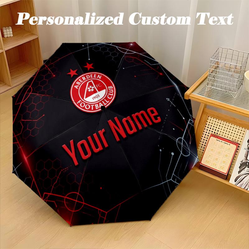 8 Rib Auto Folding Umbrella Aberdeen FC Print Custom Name Text Portable Rain Gear