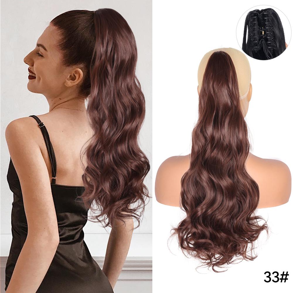 22" Ponytail Extension Claw Long Thick Wavy Curly Jaw Clip In Fake Pony Tails Soft Natural Looking Synthetic Hairpiece For Women