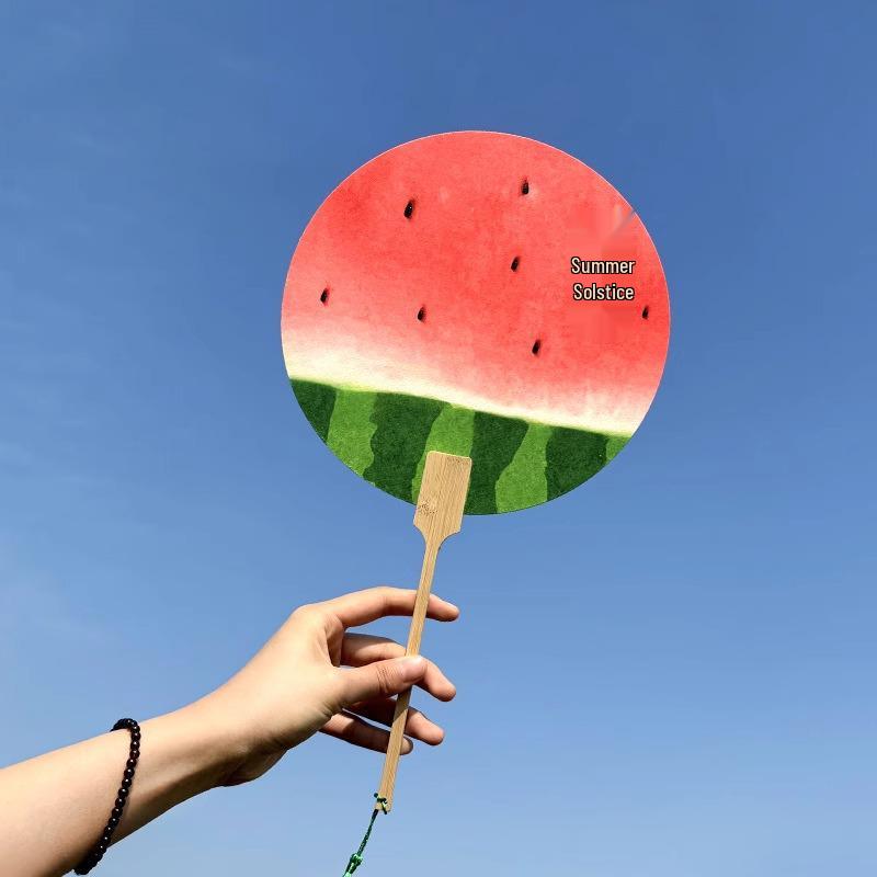 Скидка для новых посетителей: Расписанный вручную веер «Арбуз» - Портативный, Креативный китайский стиль для лета