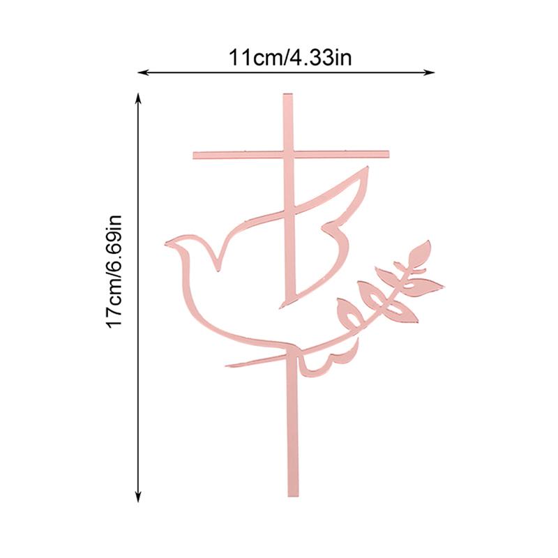 Вставка из акрила в форме креста Dove для украшения торта на первое причастие в минималистском стиле