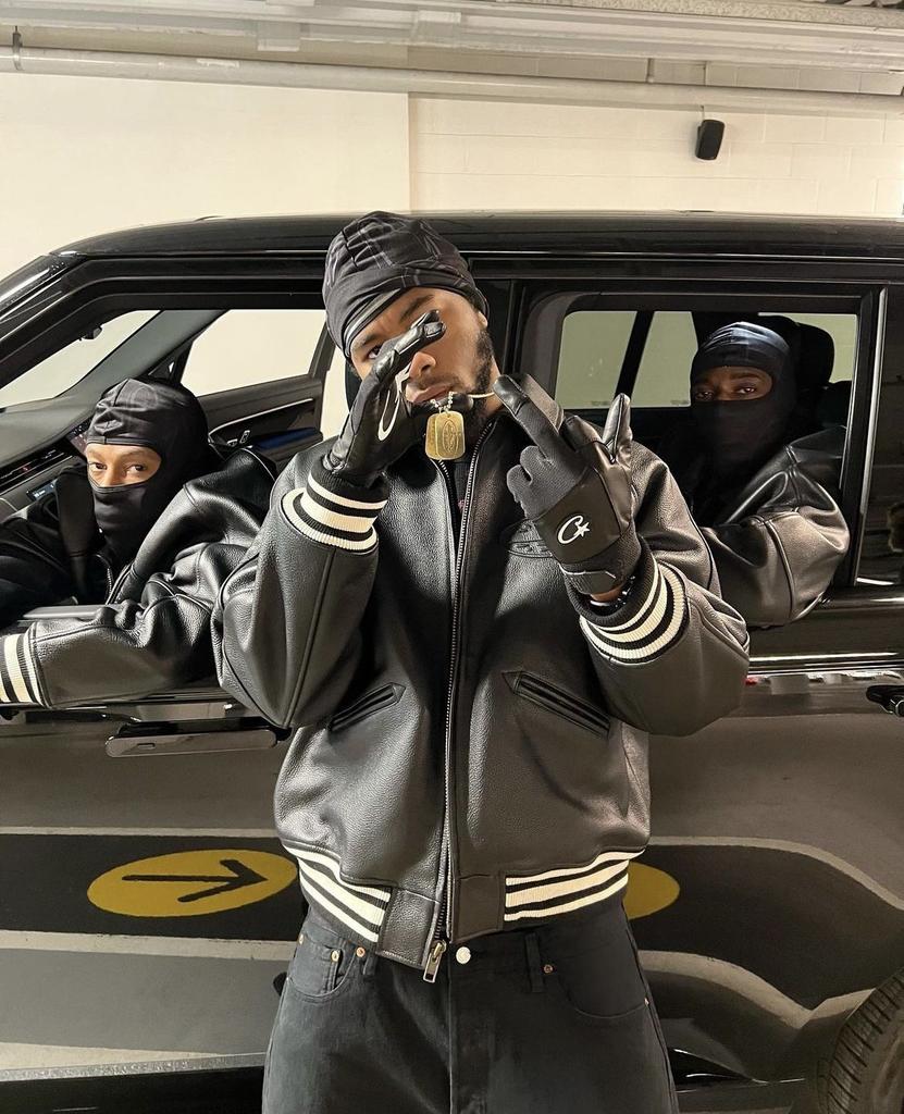 PU Leather-Lined Cotton Jacket Unisex Casual Zipper Jacket