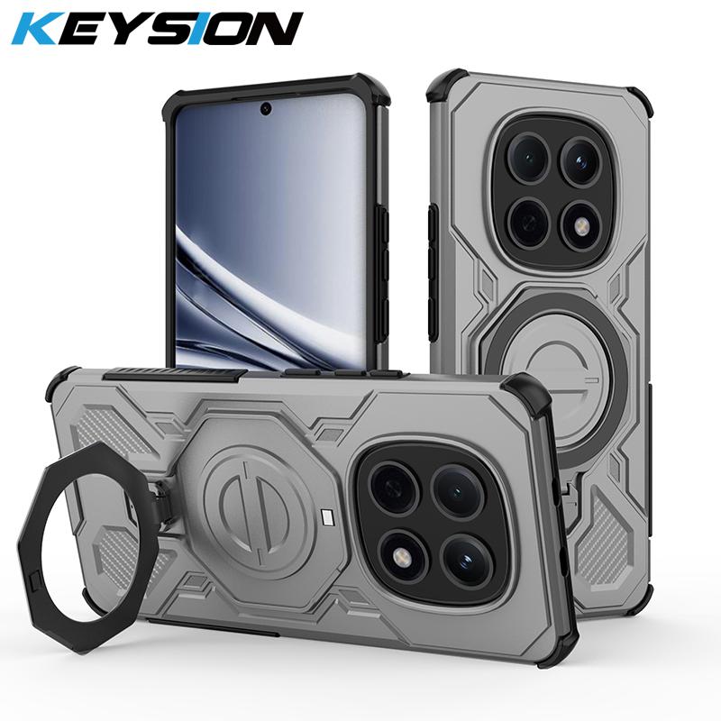 KEYSION Ударопрочный магнитный чехол с металлическим кольцом-подставкой для Redmi Note 15 Pro