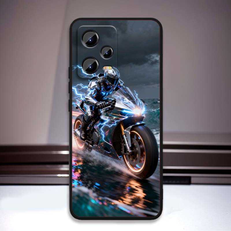 Креативный чехол для телефона с мотоциклистом, крутой, для Xiaomi Redmi Note 15 14 13 12 12S 11E 11 11S Pro Plus 4G 5G, черный, мягкий ТПУ