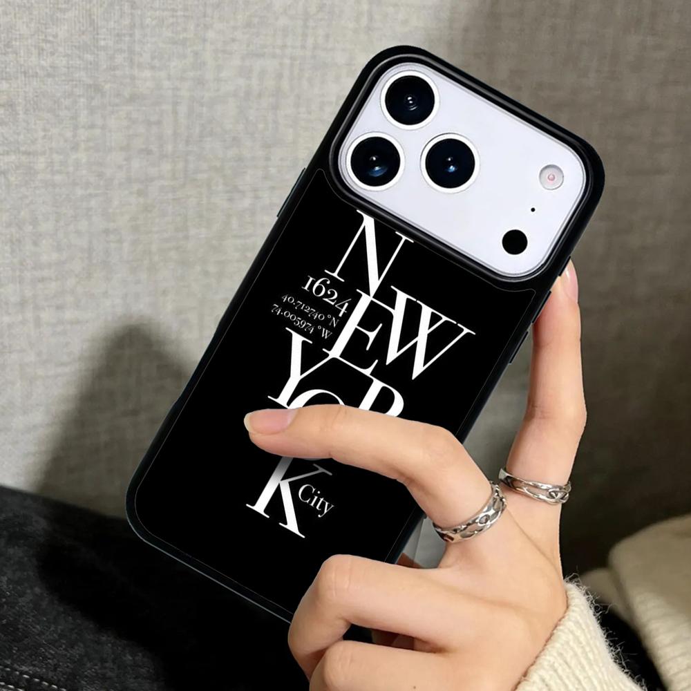 Чехол Case для iPhone 17 Air 16 Pro Max 15 Plus 11 13 Mini 14 12 Задняя крышка телефона Город Нью-Йорк мягкий