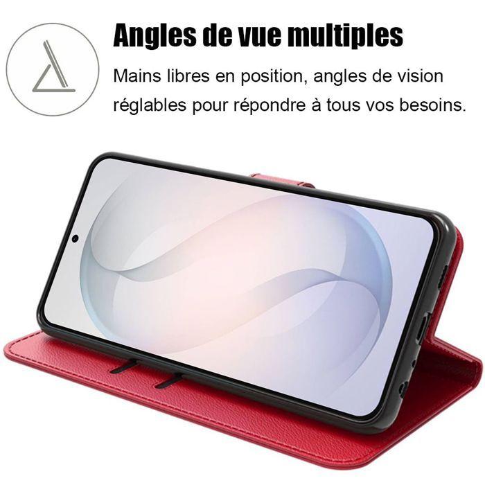 Coque pour Samsung Galaxy S26, Protection Rabat Anti-Rayures Antichoc Synthécuir Rouge