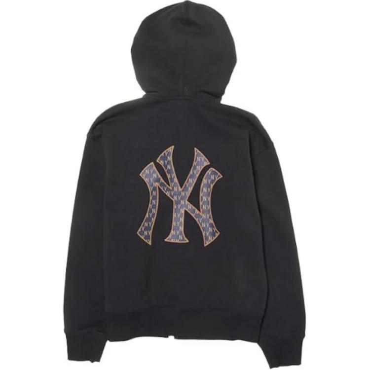 MLB Monogram Big Lux New York Yankees Худи на молнии Повседневная куртка с длинным рукавом Мужские куртки Черный 3ATRM0544-50BKS