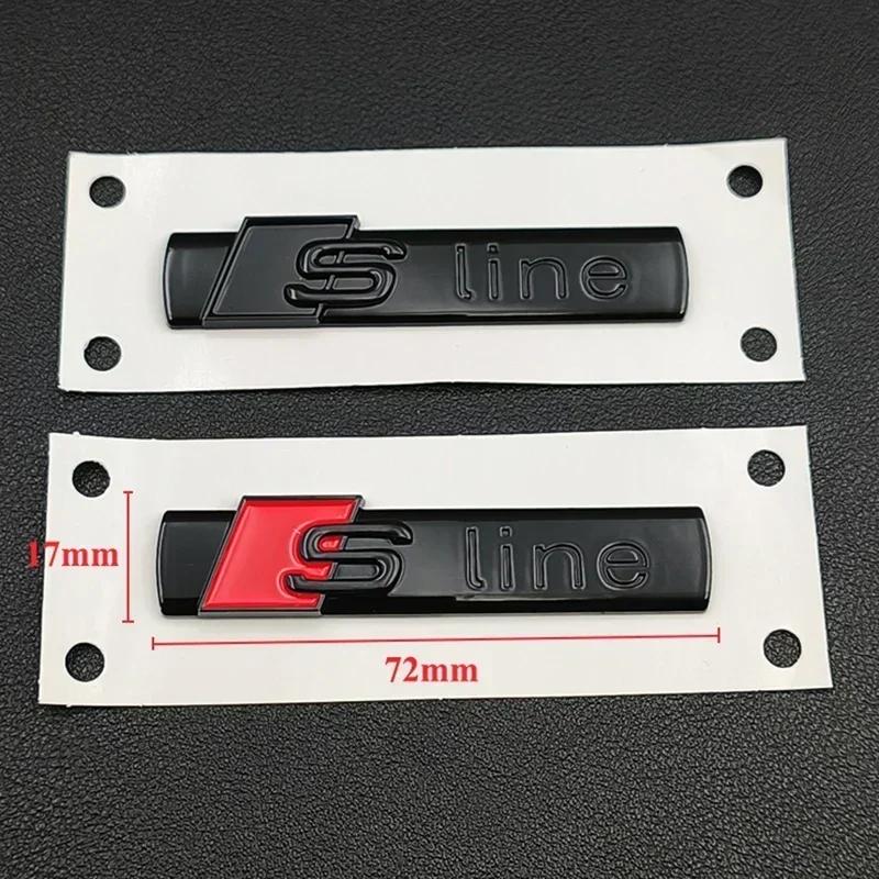 2Pcs 3D ABS Chrome Black Sline Logo SLine Emblem Car Fender Badge For a2 A3 A4 A5 A6 A7 Q2 Q5 Q7 Q3 Sline Sticker Accrssorie
