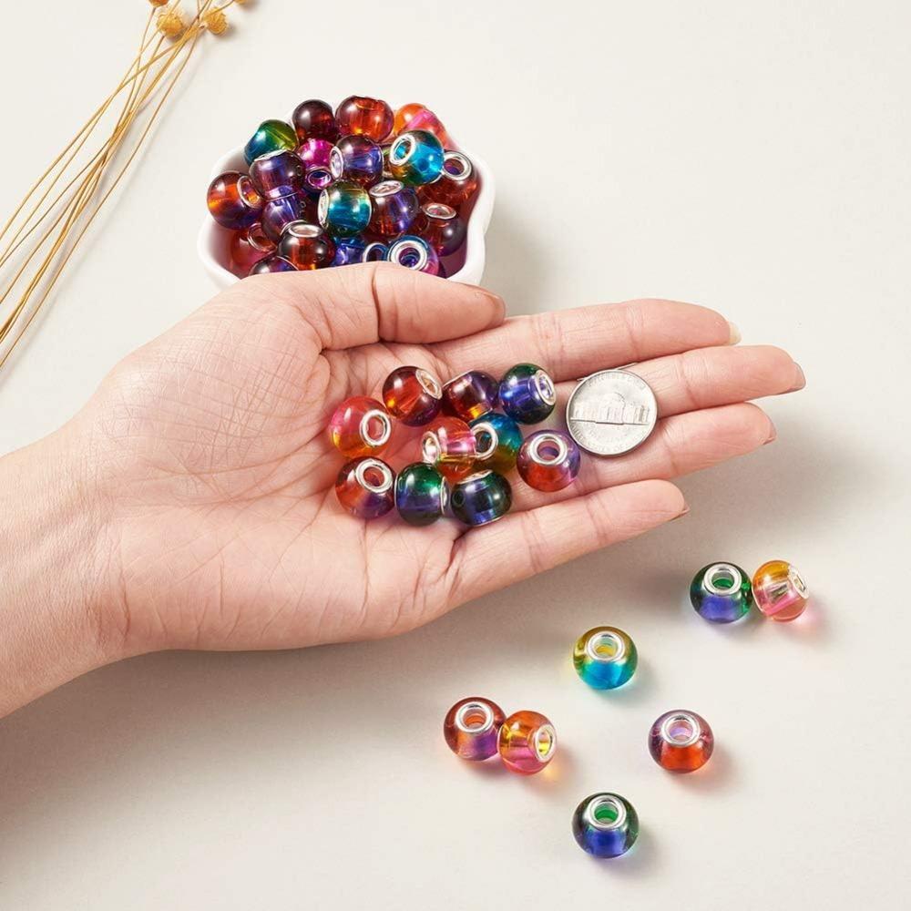 12/30/60 шт. Большие европейские бусины-разделители 15x12 мм, градиентные радужные разноцветные бусины-шармы Rondelle для браслета-цепочки «змейка», изготовление ювелирных изделий