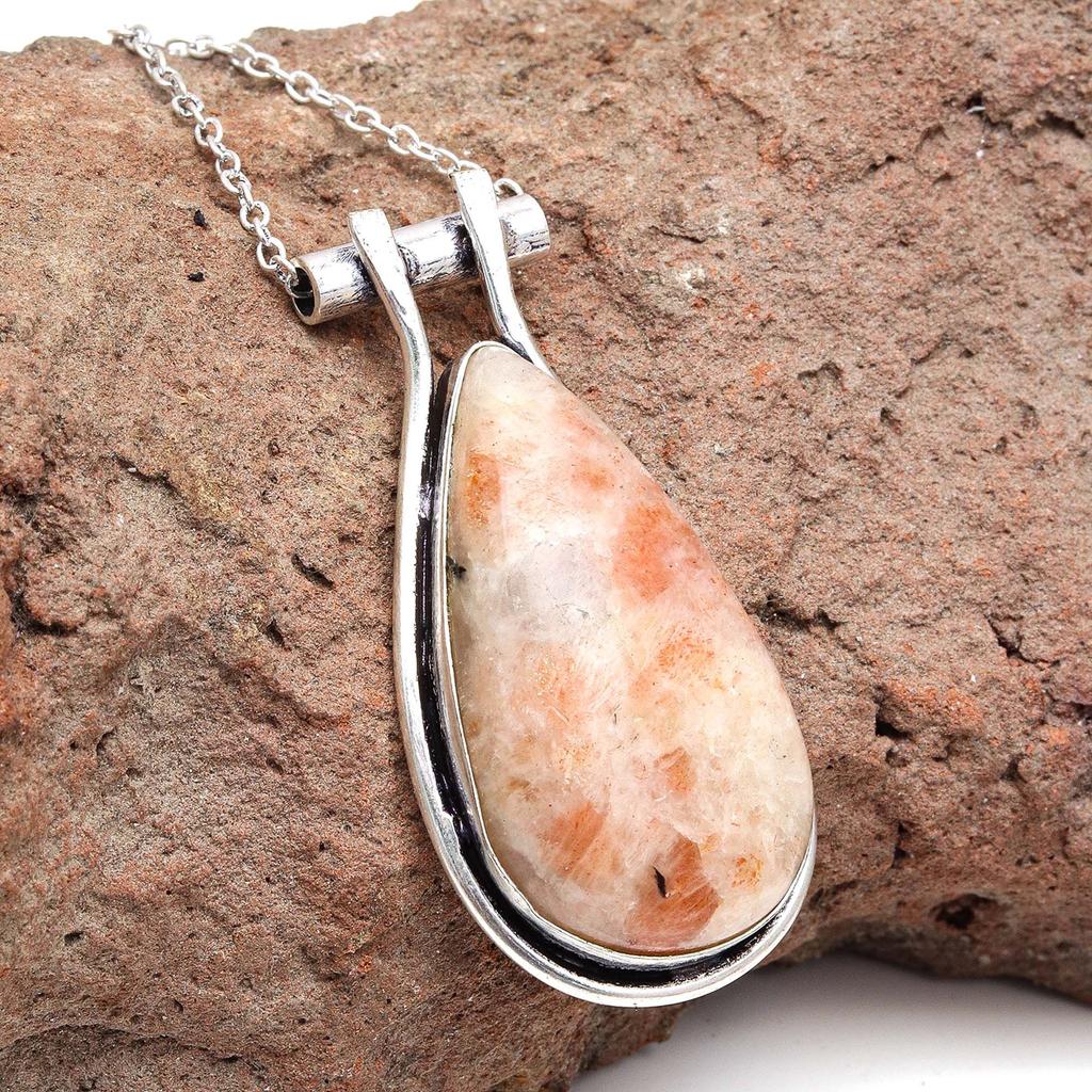 Sunstone Gemstone Mother's Day Ethnic Handmade Jewelry Necklace 20 In