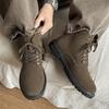 Мода 2025 Новые дизайнерские рабочие ботинки из коровьей замши для мужчин Осенняя мода Повседневный британский стиль Ретро кожаная обувь Мужские ботильоны на шнуровке Мужские
