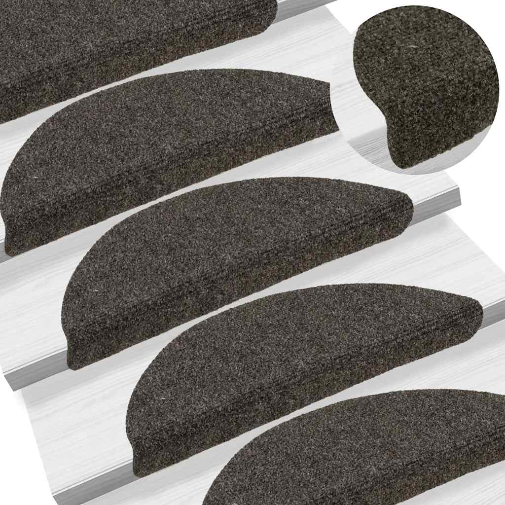 Self Adhesive Stair Treads 5 pcs 56 x 17 x 3 cm Anthracite Semi Round