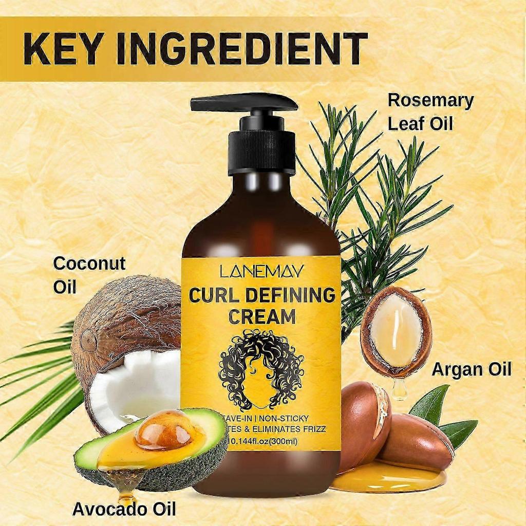 Professional Curl Defining Cream, Frizz Control & Hydration, Non-Sticky Formula for All Curly Hair Types, Moisturizer for Smooth & Shiny Curls