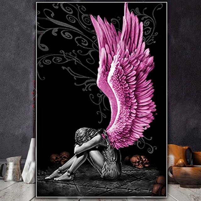 Painting 5d Diamond Diy Sad Angel Diamond Embroidery Cross Stitch Kit Full Rhinestone Mosaic Home Decor