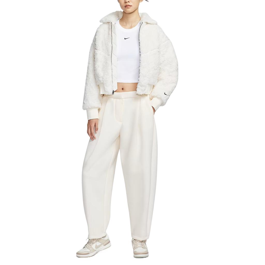 Nike Спортивная одежда Swoosh Однотонные Свободные Теплые Повседневные Брюки Женские низы HV1965-110