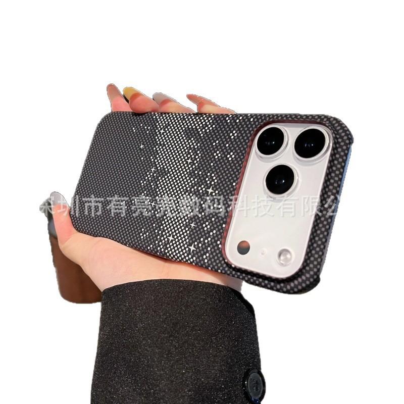 Применимо к чехлу для мобильного телефона iPhone17Pro, полупакет, углеродное волокно, магнитная застежка, Apple 16Pro, рисунок из кевлара, ПК, чехол с водной наклейкой