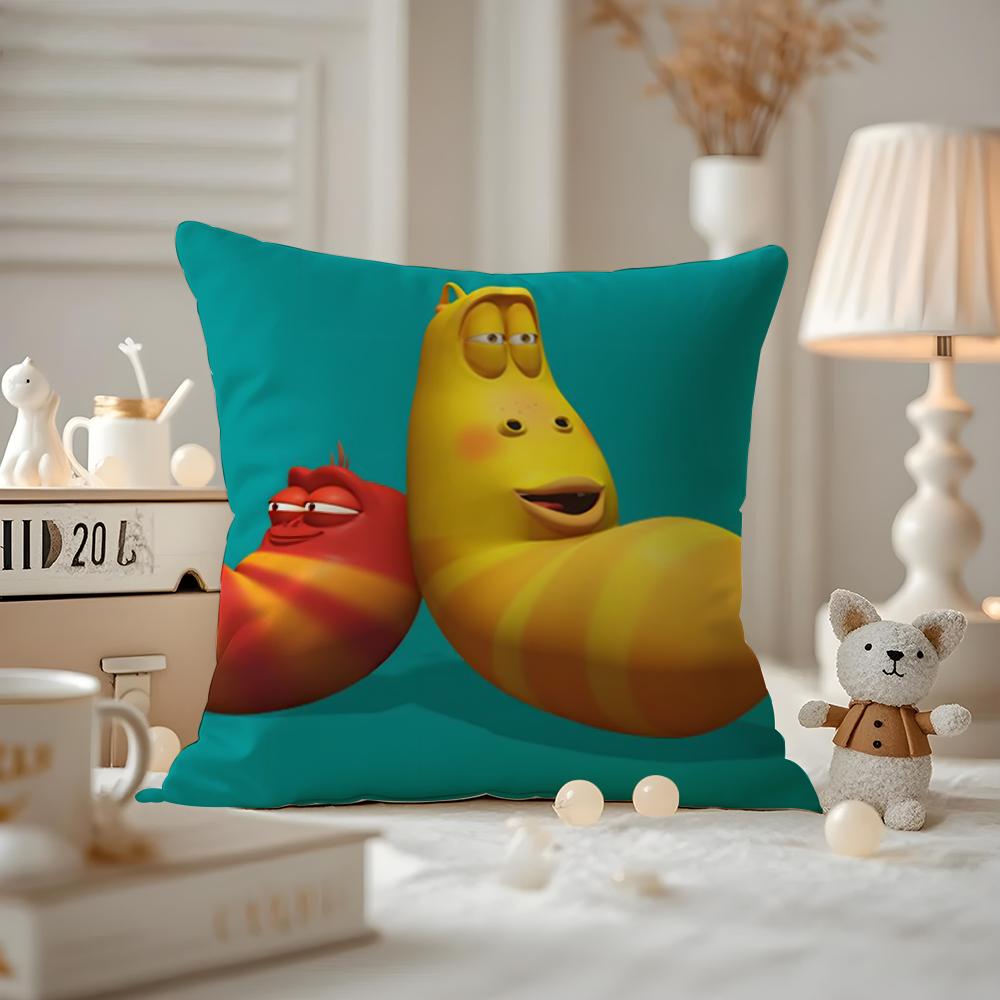 Anime LLarva Funny Cushion Cover Antidustmite Pillowcase Invisible zipper silky short plush Sofa cushion cover