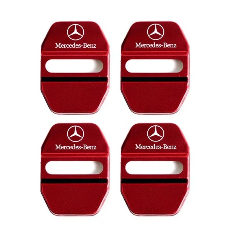DCGO2 4PCS Stainless steel Car Emblem Door Lock Covers for Mercedes Benz CLA CLS GLE GLC GLS GLK W212 W205 W213 W203 W204 W211 E200
