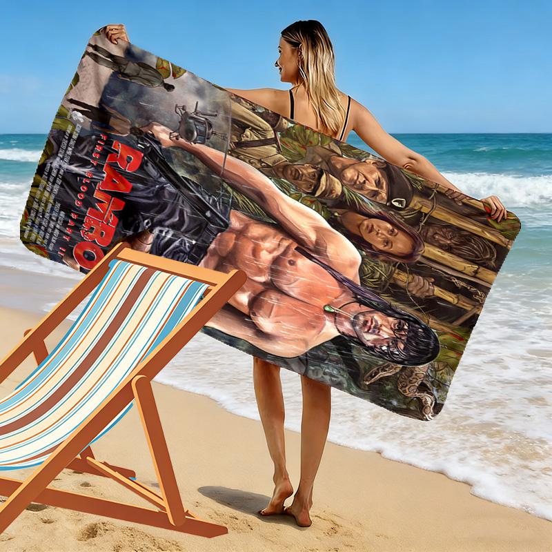 Rambo First Blood Print Beach Towel, Large Soft Quick Dry Towel for Beach Camping Swimming