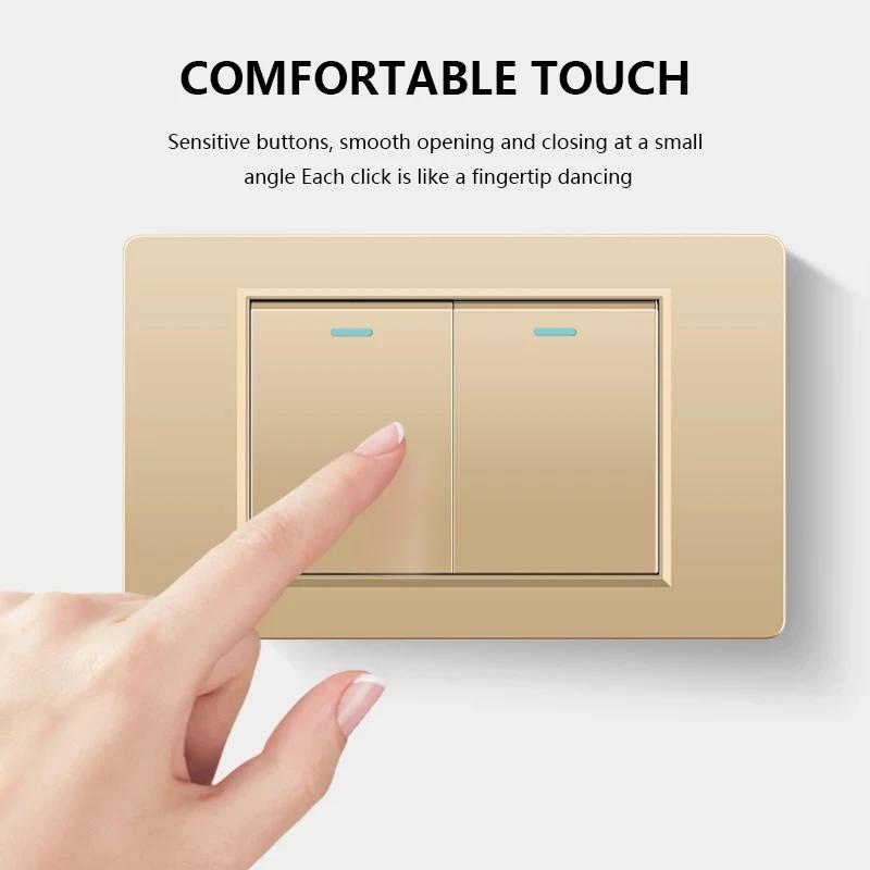 118 Тип Бразилия Корея Австралия США стандартный настенный выключатель света 16A панель ПК питание ВКЛ ВЫКЛ 1/2/3/4/Gang 2Way кнопочный переключатель