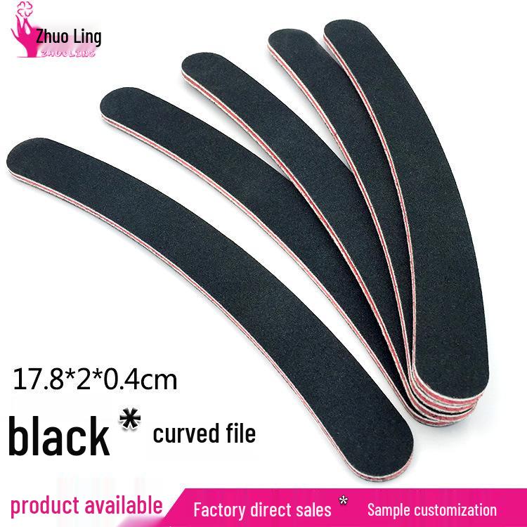Изогнутая пилка для ногтей Красное сердце Резиновая основа с черной наждачной бумагой - Износостойкая пилка-банан для маникюра, нейл-арта