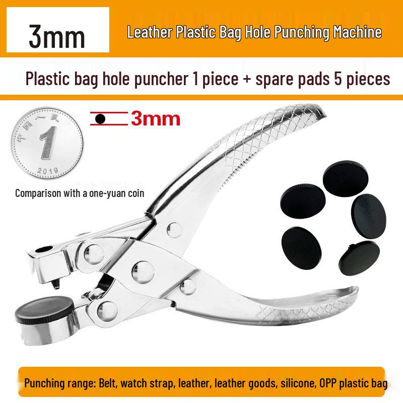 Multifunctional Leather Belt Hole Punch Pliers for DIY Craft, Transparent Bag Included