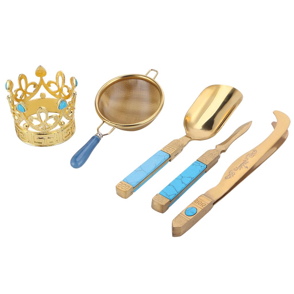 Чайный набор для церемонии из нержавеющей стали 304 Чайная ложка Игла-зажим Фильтр-комплект Аксессуар для чая кунг-фу Золото