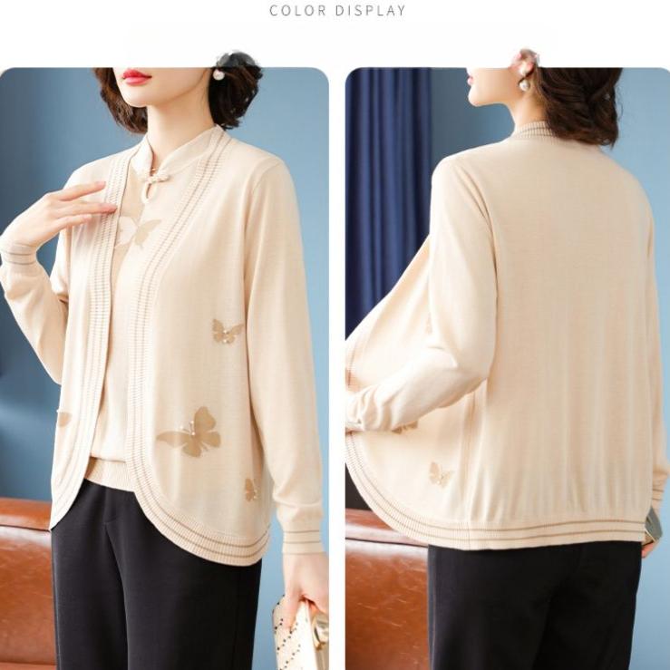 2PC Knitted Tops Suits Spring Autumn Women Knitted Cardigan Jacket Thin Short Sleeve T-Shirt Open-front Knitted Coat Plus Size Knitted T-Shirt Outfits