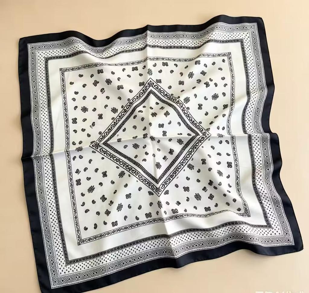 New white 71CM premium silk scarf women's neck protector scarf spring and autumn retro scarf shawl tied bag straight hair