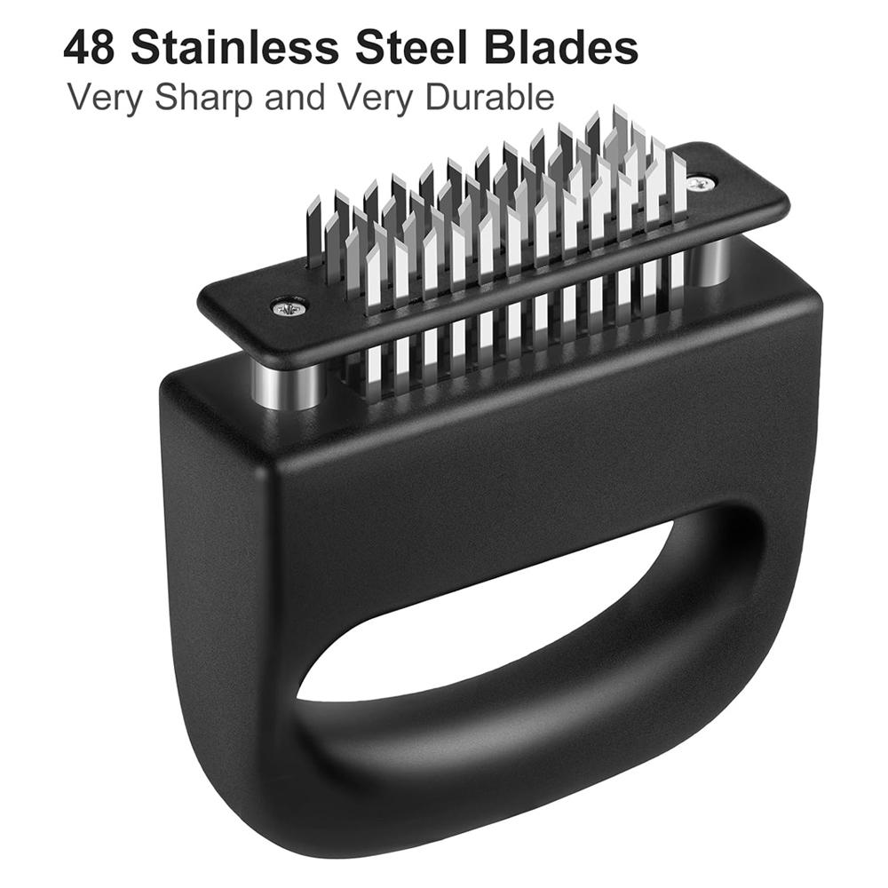 Ручной тендерайзер для мяса с 48 лезвиями из нержавеющей стали и эргономичной пластиковой ручкой