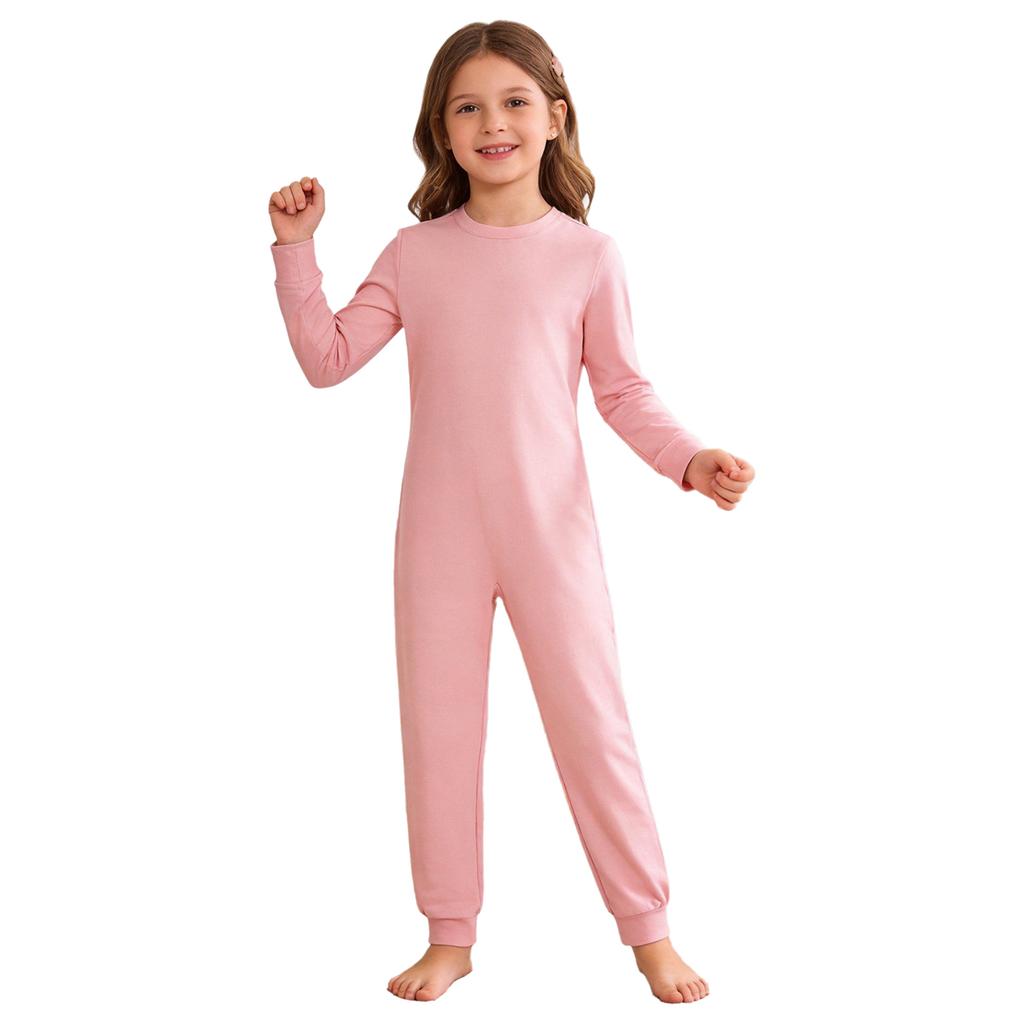 Boys Girls Special Needs Jumpsuit 3Pcs Round Neck Long Sleeve Back Invisible Zipper Soft Cotton Adaptive Romper