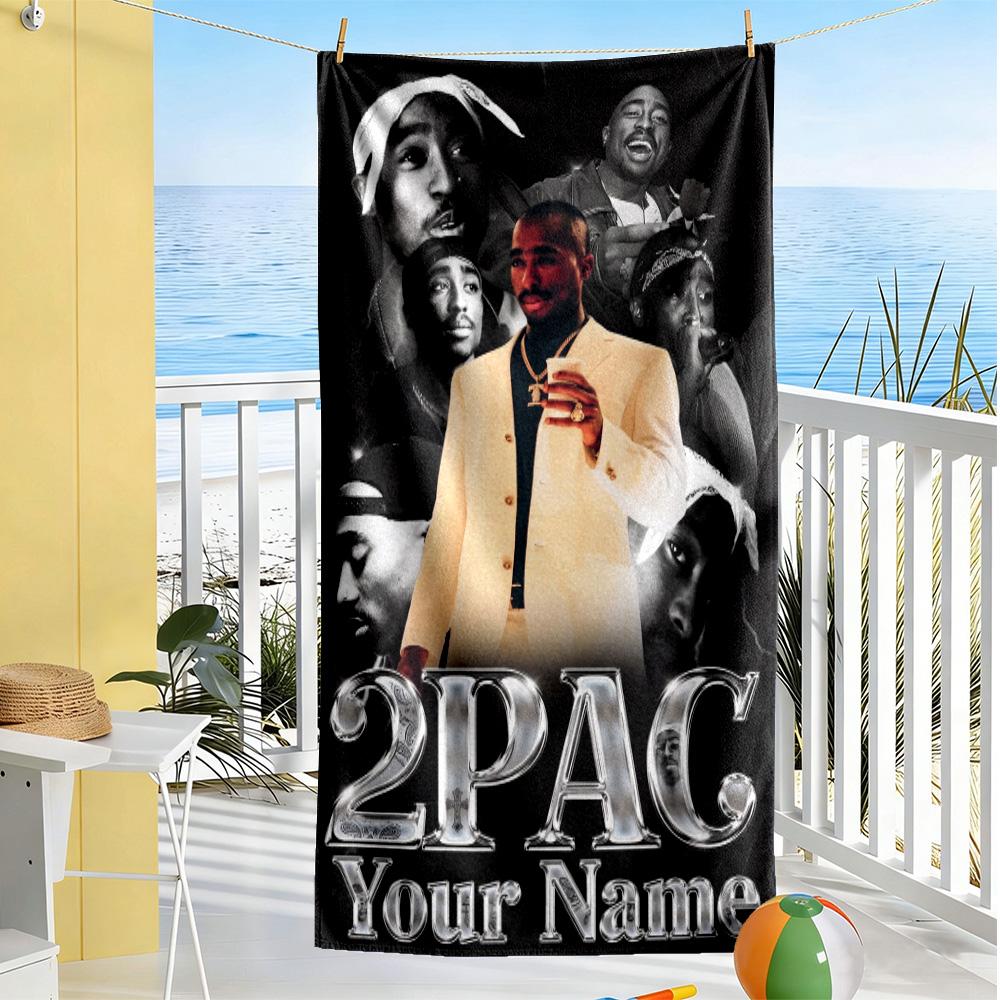 2pac Customize Your Name Beach Towel Super Soft Microfiber Quickdry Fabric Ideal for Travel Outdoor Swim Pool Yoga Surf Camping Hiking Gym Gift Holida