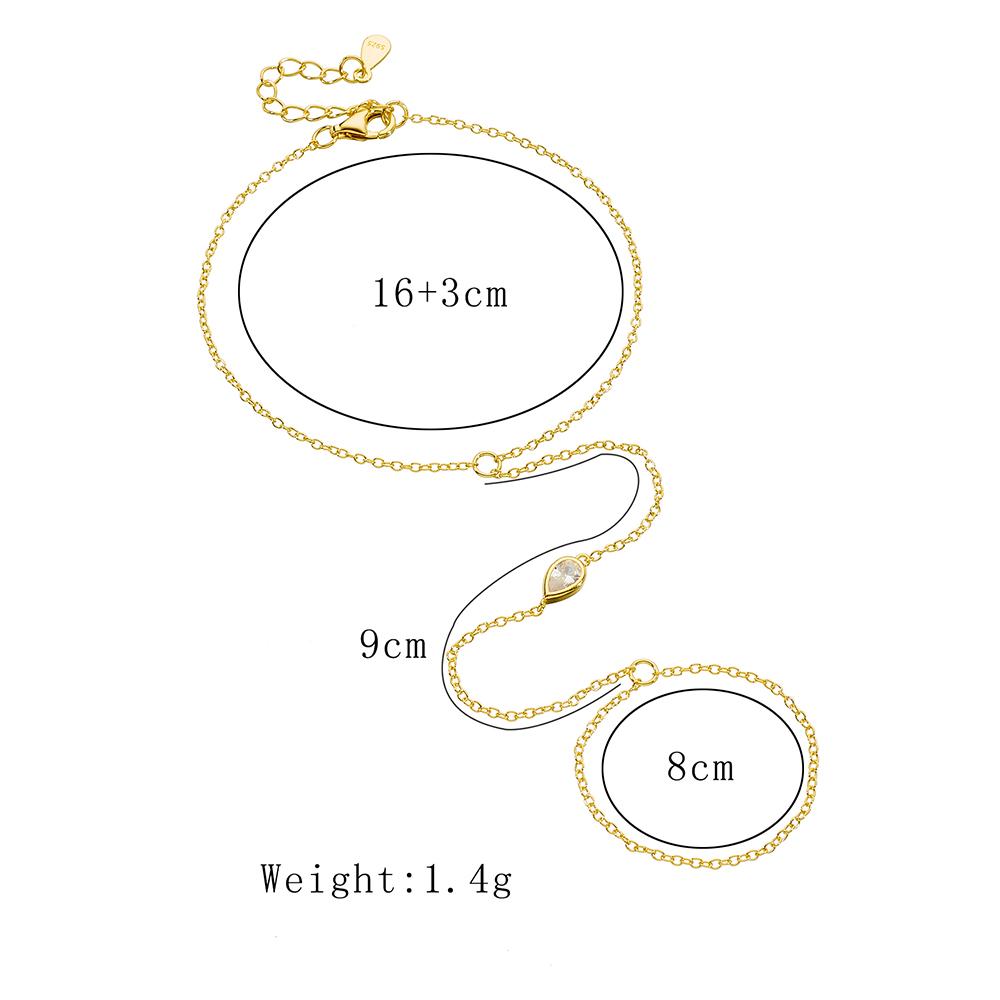 Jewelry 925 Sterling Silver 14K Gold Plated Summer Beach Vacation Cz Zircon Layer Hand Chain Bracelet for Women