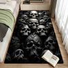 1pc Crystal Velvet Skull Rug - Gothic Horror Print Non-Slip Mat for Kitchen Bathroom Decor