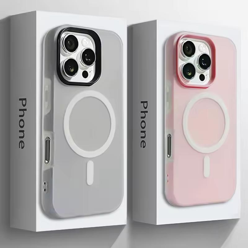 Роскошный Чехол 2-в-1 Конфетного Цвета для iPhone 17 16 15 14 Plus 13 12 Pro Max Магнитная Беспроводная Зарядка Матовый Мягкий Чехол для Magsafe