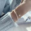 Высококачественный модный бант 14K позолота Натуральный пресноводный жемчуг Набор из двух предметов Браслет Для женщин Без выцветания Подарки