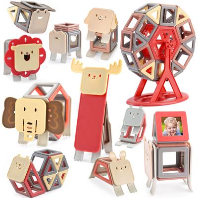 Магнитные игрушки AMYCOOL, Лесные животные, Для детей 2, 3, 4, 5 и 6 лет, Подарок на день рождения для девочек, Рейтинговые, Магнитные строительные блоки, 3D магнитные блоки.