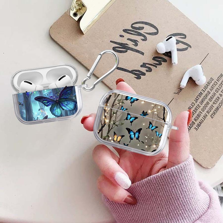 Cartoon Butterfly Pattern Clear Earphone Cases Cover Case For Airpods 2 1 4 Pro2 Pro 3 Pro3