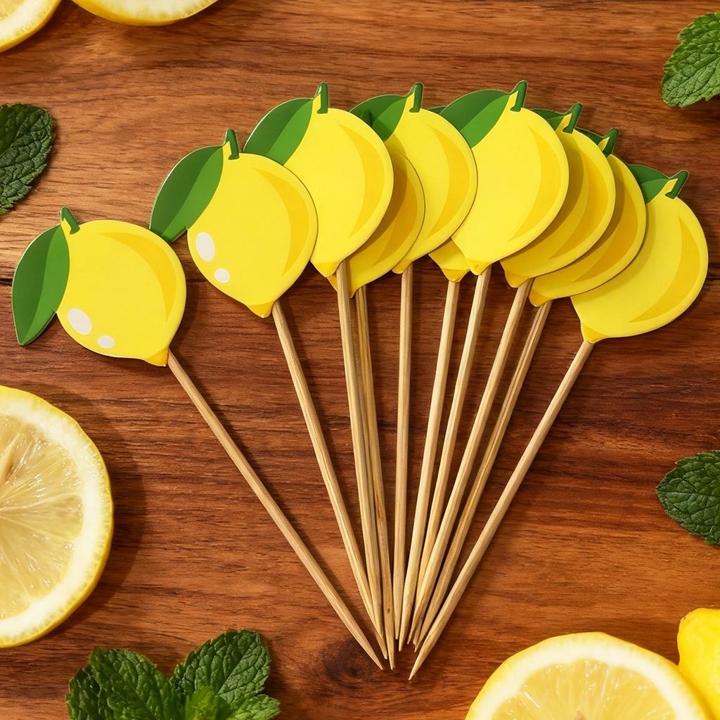 20Pcs Summer Fruit Lemon Theme Happy Birthday Cake Toppers Cupcake Toppers for Kids Birthday Wedding Baby Shower Party Decor