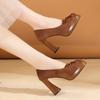Мода 2024 Весна Лето Поступило Платье Офисная обувь Женские туфли-лодочки Замшевая кожаная обувь Круглый носок Высокий каблук Одинарная обувь Каблуки Женские