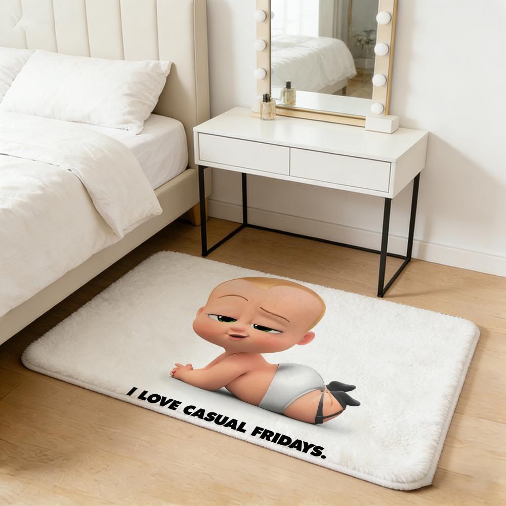 movie T-The Boss Baby Floor Mat Flannel Door Mat Non-Slip Absorbent Washable Indoor Home Rug