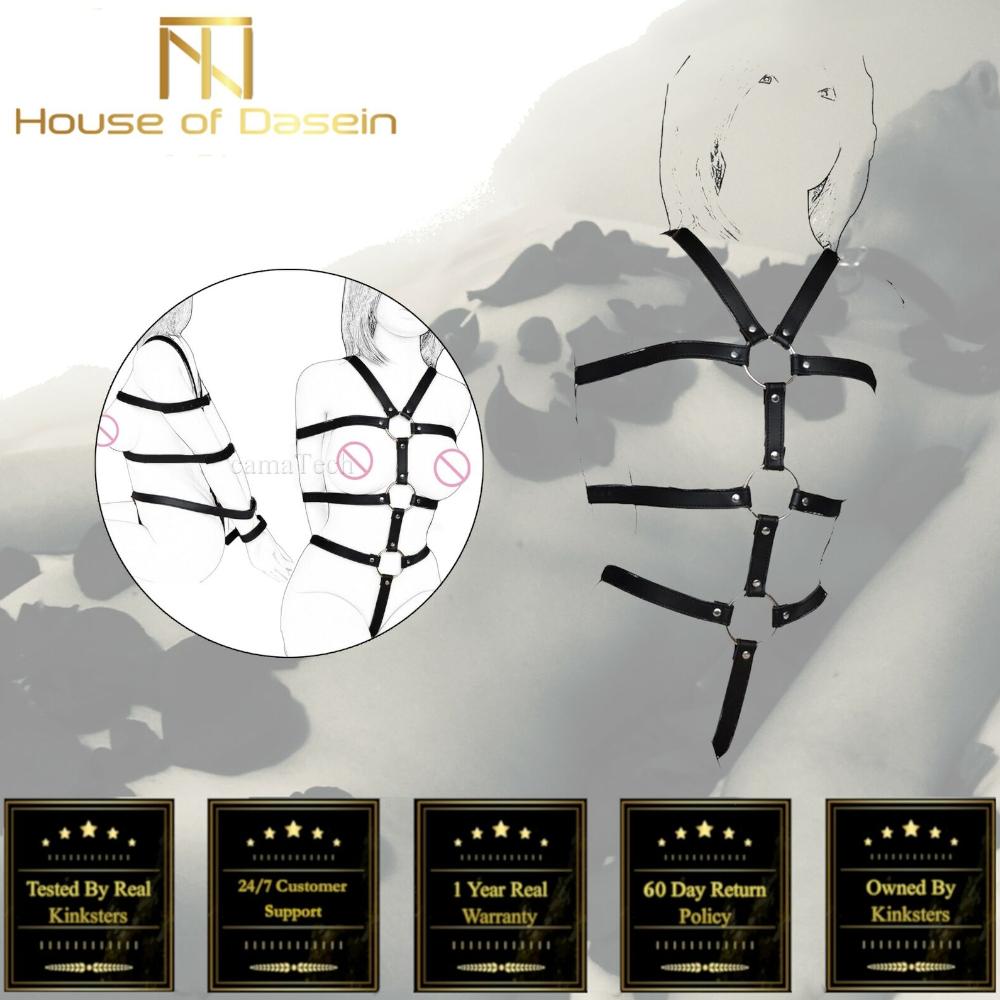 Полностью кожаная черная портупея на тело, на руки, кинк, фетиш, ограничения, одежда