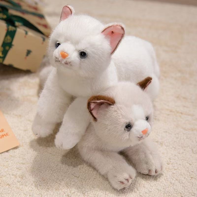 38cm Simulation New Prone Cat Doll Stuffed Plush Toy Cartoon Anime Cute Pillow Pillow for Children's Birthday Gift Fun Doll