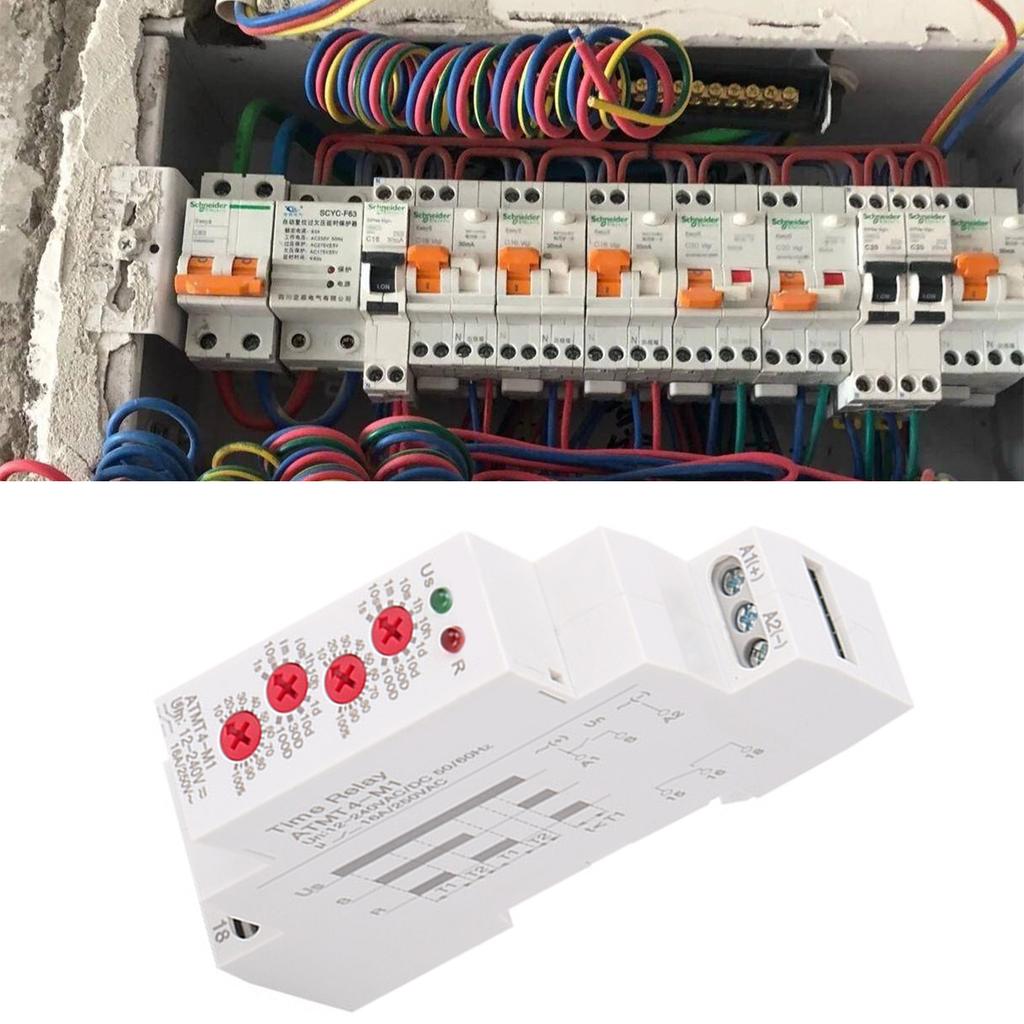 Портативная релейная задержка времени с креплением на DIN-рейку и 10 функциями задержки. Простая настройка для эффективного управления оборудованием