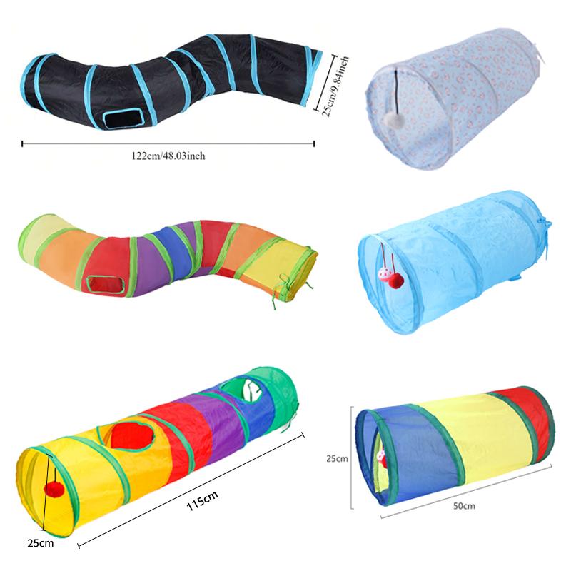 Rainbow Cat Tunnel Collapsible Pet Play Tube Interactive Hide And Seek Toy For Kitten Puppy Puzzle Exercise Agility Outdoor